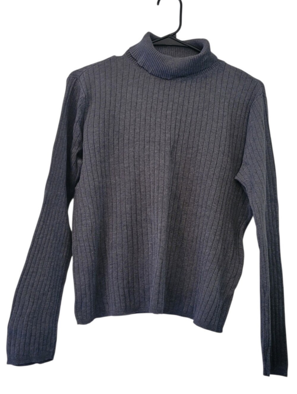 Talbots 100% Cotton Gray Ribbed Long Sleeve Classic Cozy Turtleneck Sweater LP